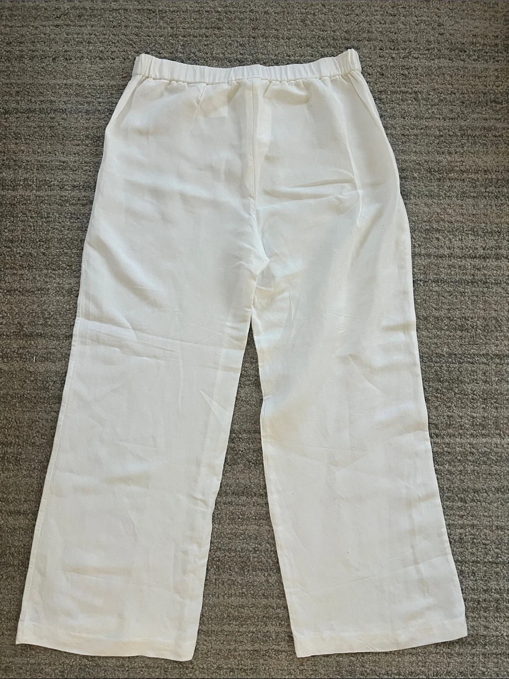 H&M White Wide-Leg Linen-Blend Pants